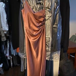Revelry Jade Satin Dress in Desert Rose - Size 8 PETITE (short)
